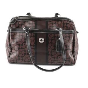 COACH | Signature Leather Shoulder Bag Brown Black Purse Silver Hardware